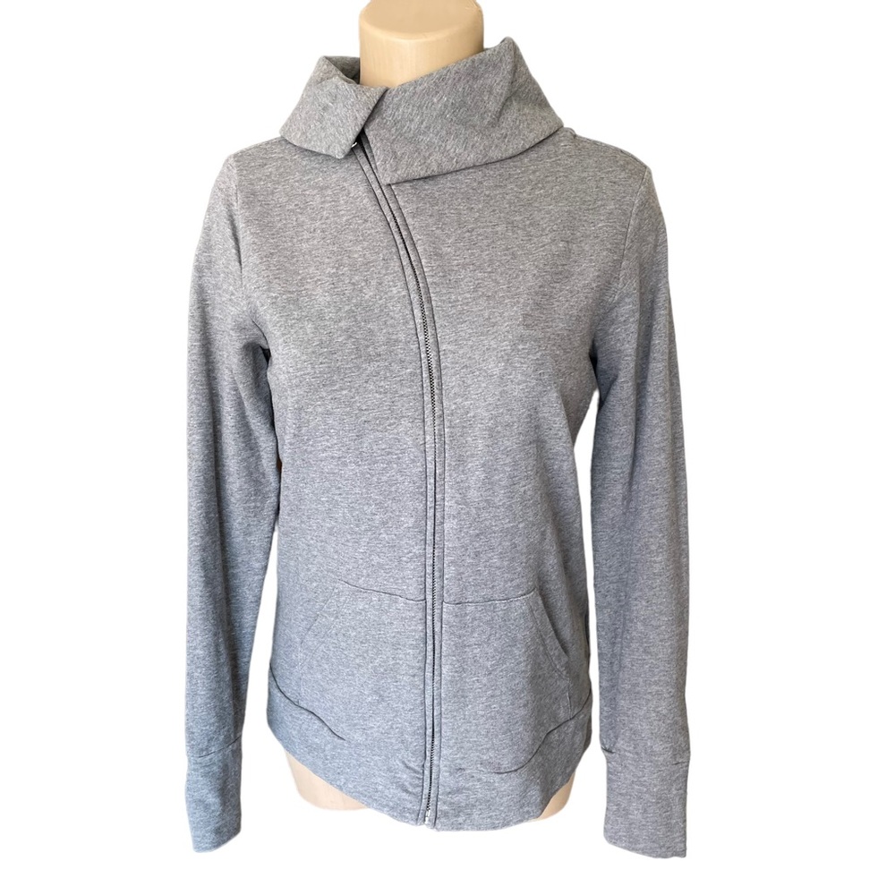 SOFT JOIE Full Zip Asymmetric Moto Style Jacket Knit Gray Heather Size Small